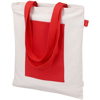 Сумка для покупокTopiс из переработанных материалов с наружным цветным карманом, красный