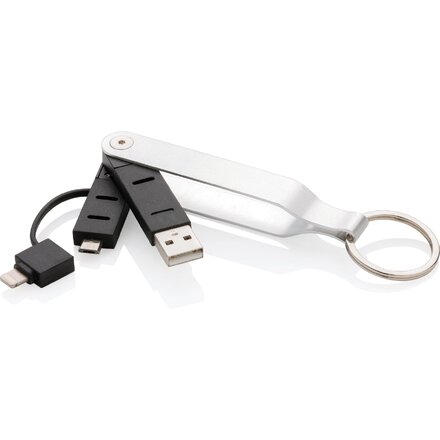 Кабель-брелок USB "P302.042" серебристый/черный