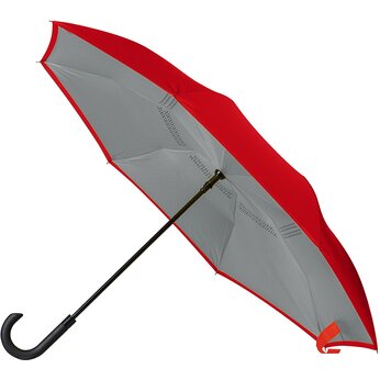 Зонт-трость наоборот Inversa, полуавтомат, красный/серый