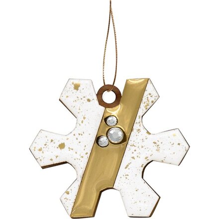 Игрушка елочная "Снежинка", белый/золотистый