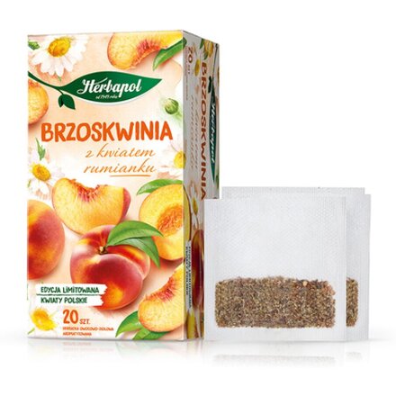 Чай  фруктовый "Herbapol" со вкусом персика и ромашки, пакетированный