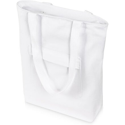 Сумка на молнии Zipper из хлопка 280 г c карманом на молнии спереди, белый