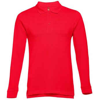 Рубашка-поло мужская "Bern" 210, M, с длинным рукавом, красный