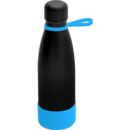 Термобутылка  "Olivia To Go" с манжетой, черный/голубой