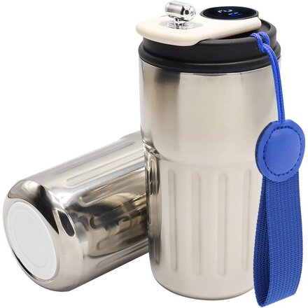 Кружка термическая "Ashly To Go" с дисплеем, серебристый/темно-синий/белый