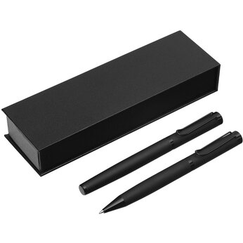 Подарочный набор из 2-х ручек "Black Lama" soft-touch, черный