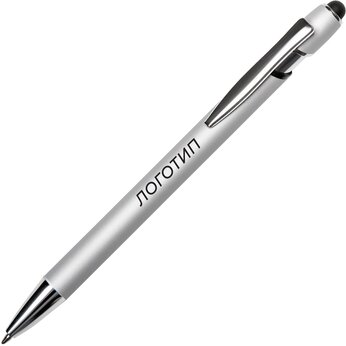 Ручка-стилус металлическая шариковая "Sway  Monochrome" с цветным зеркальным слоем, серебристый с черным