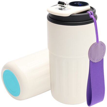 Кружка термическая "Ashly To Go" с дисплеем, белый/фиолетовый/бирюзовый