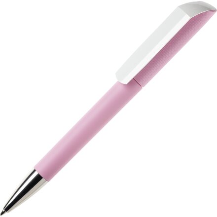 Ручка шариковая автоматическая "Flow T-GOM CB CR" софт-тач, светло-розовый/белый/серебристый