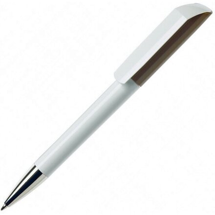 Ручка шариковая автоматическая "Flow BC CR" белый/коричневый