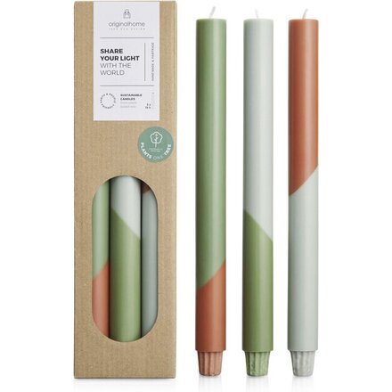 Originalhome Eden диагональные свечи - набор из 3 штук - Зеленый яркий