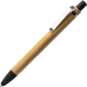 Ручка-стилус шариковая NAGOYA с бамбуковым корпусом, натуральный/черный