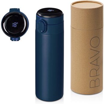 Вакуумная термокружка Waterline с медной изоляцией «Bravo», 400 мл, тубус, темно-синий