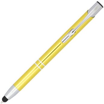 Шариковая кнопочная ручка-стилус Moneta из анодированного алюминия, желтый