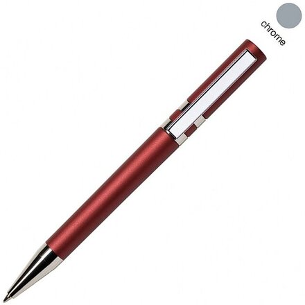 Ручка шариковая автоматическая "Ethic MET CR" красный/серебристый