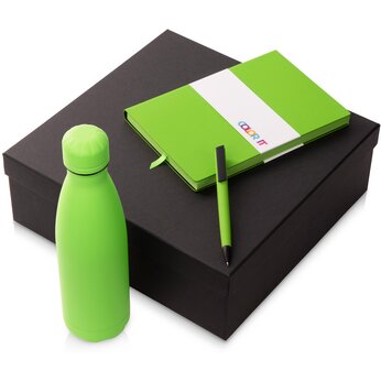 Набор подарочный "Color It" блокнот в гибкой обложке, зеленое яблоко