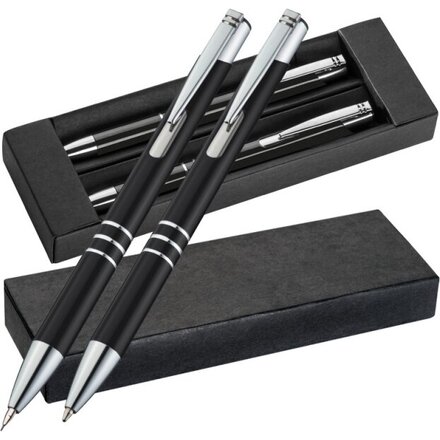 Набор "Claremont" черный/серебристый: ручка шариковая автоматическая и карандаш автоматический