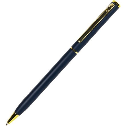 Ручка шариковая автоматическая "Slim" глянцевый темно-синий/золотистый