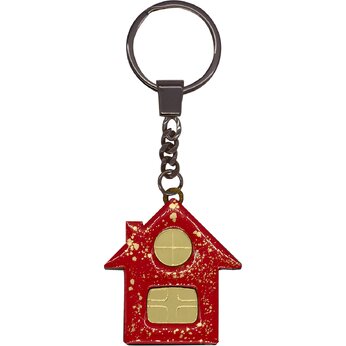 Брелок "Дом, красный/золотистый