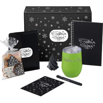 Подарочный набор c термокружкой, блокнотом, ручкой и свечкой, зеленое яблоко
