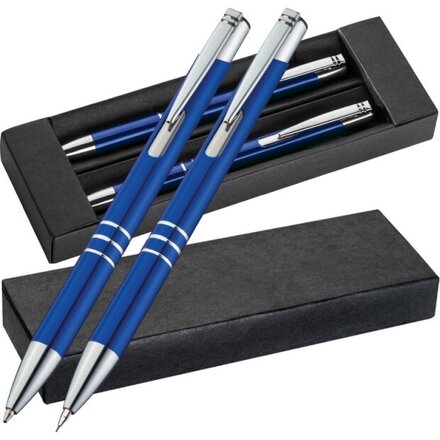 Набор "Claremont" синий/серебристый: ручка шариковая автоматическая и карандаш автоматический