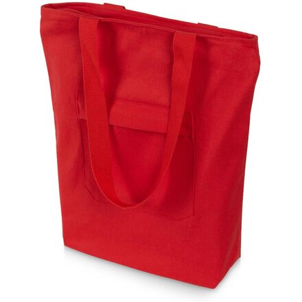 Сумка на молнии Zipper из хлопка 280 г c карманом на молнии спереди, красный