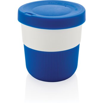 Стакан "P432.895" с крышкой и оплеткой, белый/синий