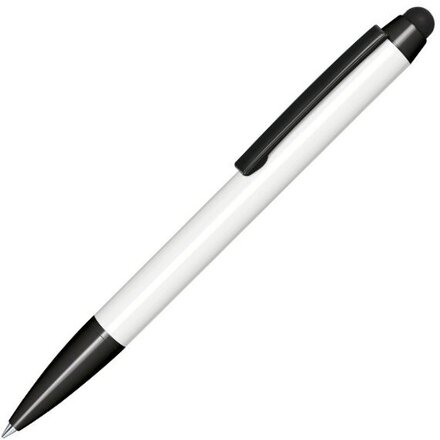 Ручка шариковая автоматическая "Attract Stylus" белый/черный