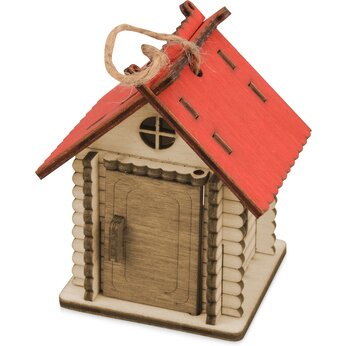 Подвеска "Избушка" светло-коричневый/красный