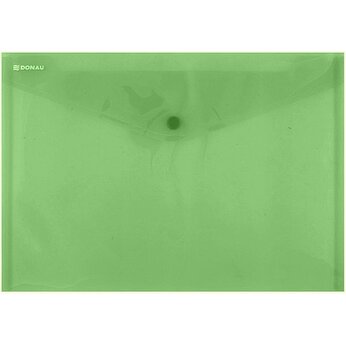 Папка-конверт на кнопке "Donau", A4, прозрачный/зеленый