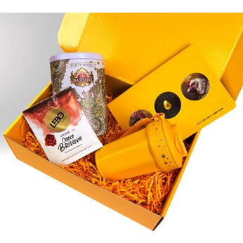 Набор подарочный: стакан термический "Tedge", чай "Basilur", блокнот А5, кофе в дрип-пакетах "Lebo" 1 пак.