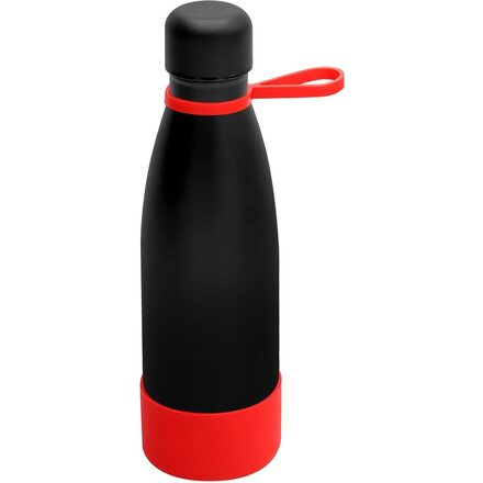 Термобутылка  "Olivia To Go" с манжетой, черный/красный