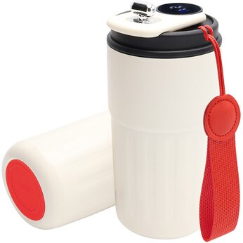 Кружка термическая "Ashly To Go" с дисплеем, белый/красный