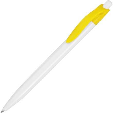 Ручка шариковая автоматическая "Какаду" белый/желтый