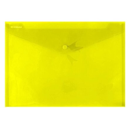 Папка-конверт на кнопке "Donau", A4, прозрачный/желтый