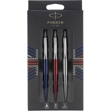 Набор Parker Jotter London Trio: гелевая ручка Red CT + шариковая ручка Blue CT + карандаш Stainless Steel CT