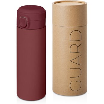 Вакуумная термокружка Waterline c кнопкой «Guard», 400 мл, тубус, бургунди