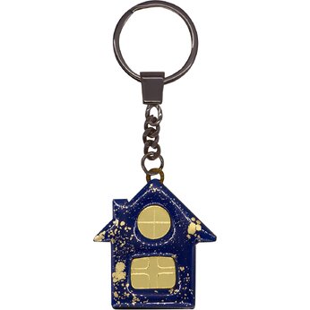 Брелок "Дом", синий/золотистый