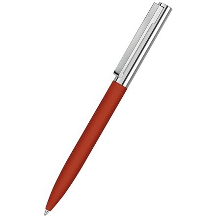 Ручка шариковая автоматическая "Bright Gum" софт-тач, красный/серебристый