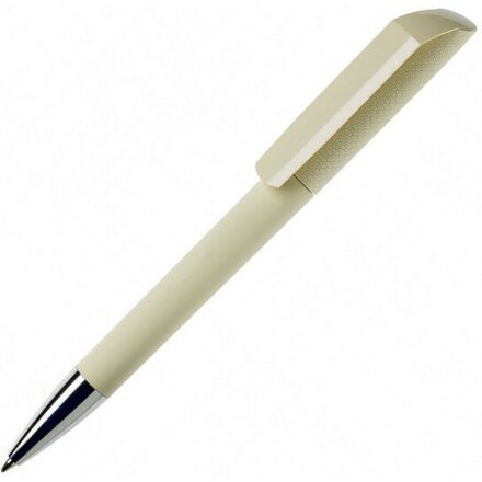 Ручка шариковая автоматическая "Flow T-GOM C CR" софт-тач, кремовый/серебристый