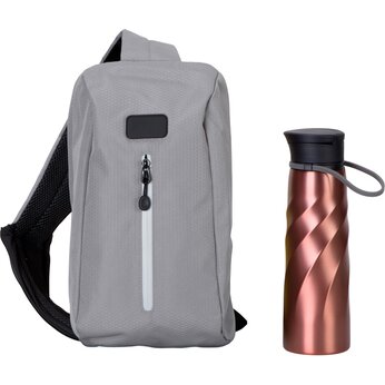 Подарочный набор с бутылкой для воды в сумке - слинге "
Athletic nomad", красный