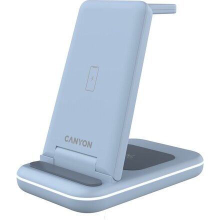 Беспроводное зарядное устройство 3-в-1 CANYON WS-304 (CNS-WCS304B), 15W, голубой