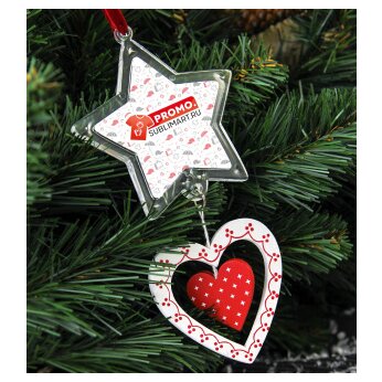 Подвеска-рамка декоративная "Звезда/Сердце" со вставкой под сублимацию