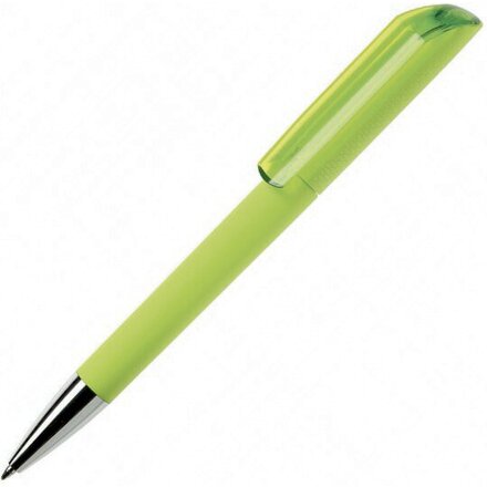 Ручка шариковая автоматическая "Flow T-GOM 30 CR" софт-тач, лимонный/серебристый