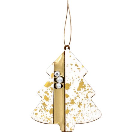 Игрушка елочная "Ёлочка", белый/золотистый