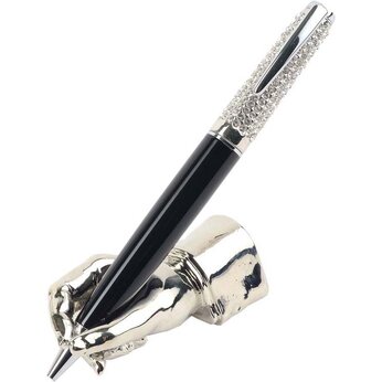 Набор подарочный "30097": ручка шариковая и подставка, черный/серебристый