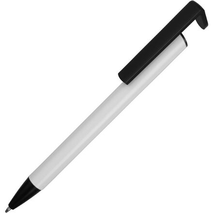Ручка-подставка шариковая автоматическая "Кипер Металл" белый/черный