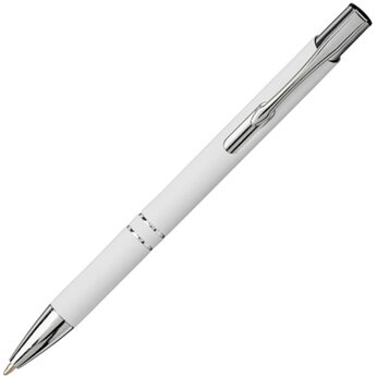 Шариковая кнопочная ручка Moneta с матовым антискользящим покрытием, белый