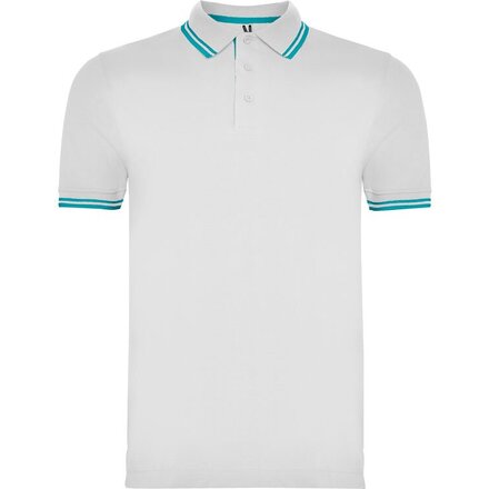 Рубашка-поло мужская "Montreal" 230, S, белый/бирюзовый