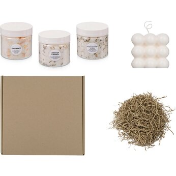 Подарочный набор с солью для ванны и свечой, белый